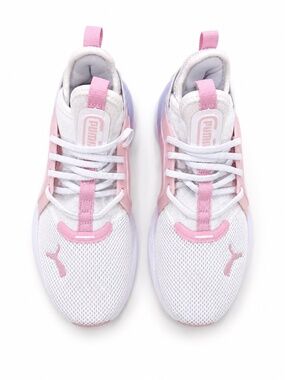 Girls Puma Sneakers Size 1.5 White Pink Athletic Running Shoes Cute Casual